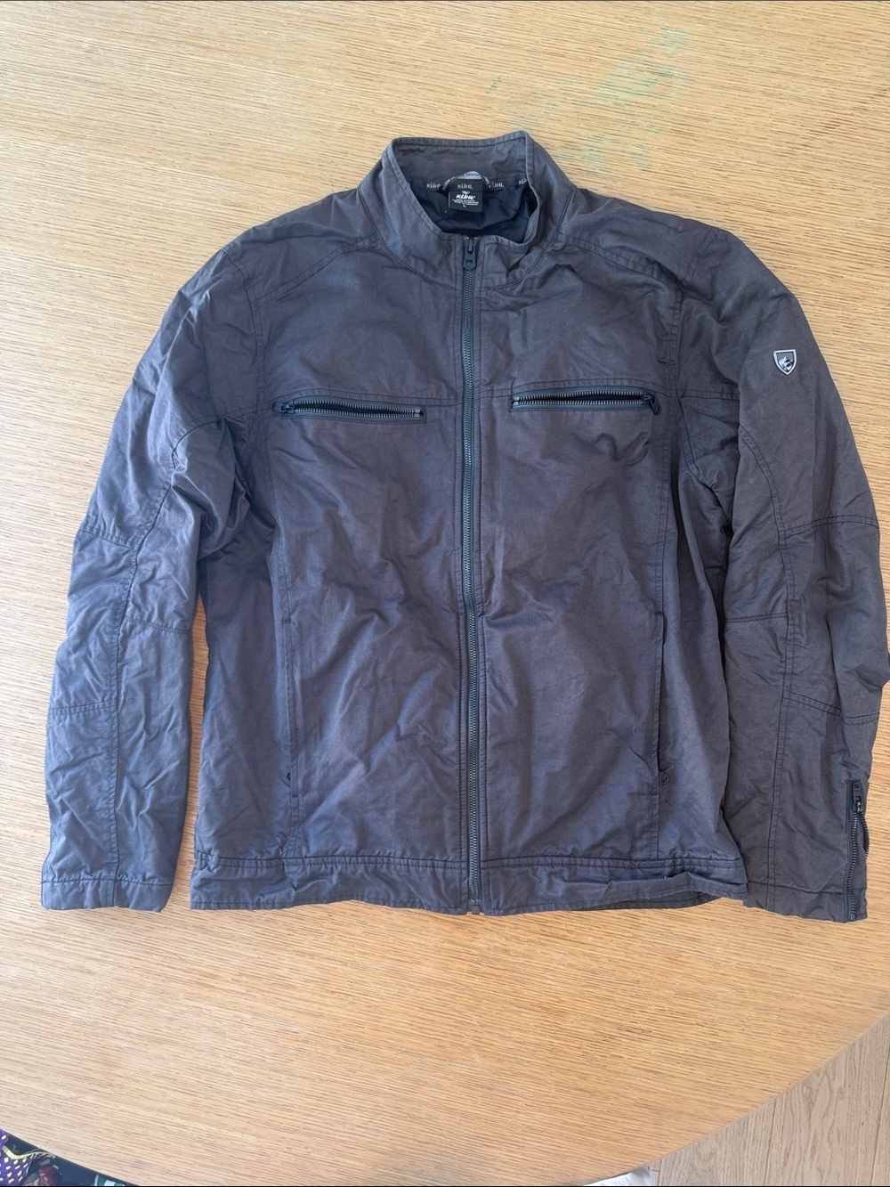 KÜHL Men’s Quilted Lined Zip Jacket Brown Large Outdoor Moto Utility Coat